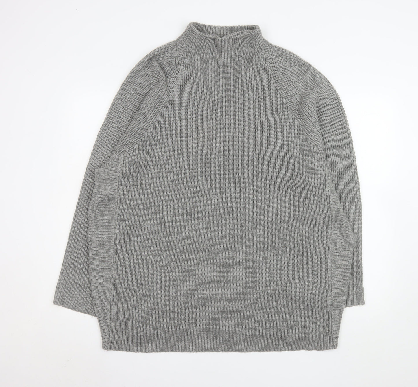 Yours Womens Grey Plus Size 18-20 Mock Neck Chunky Knit Jumper