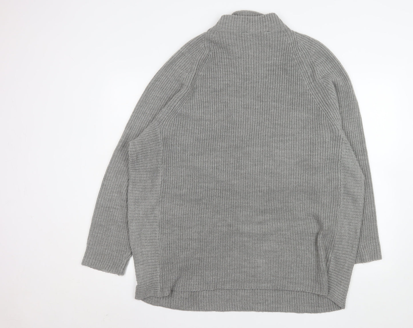 Yours Womens Grey Plus Size 18-20 Mock Neck Chunky Knit Jumper