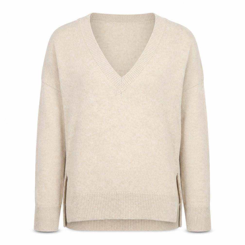 French Connection Men's Beige V-Neck Wool Blend Jumper Size M