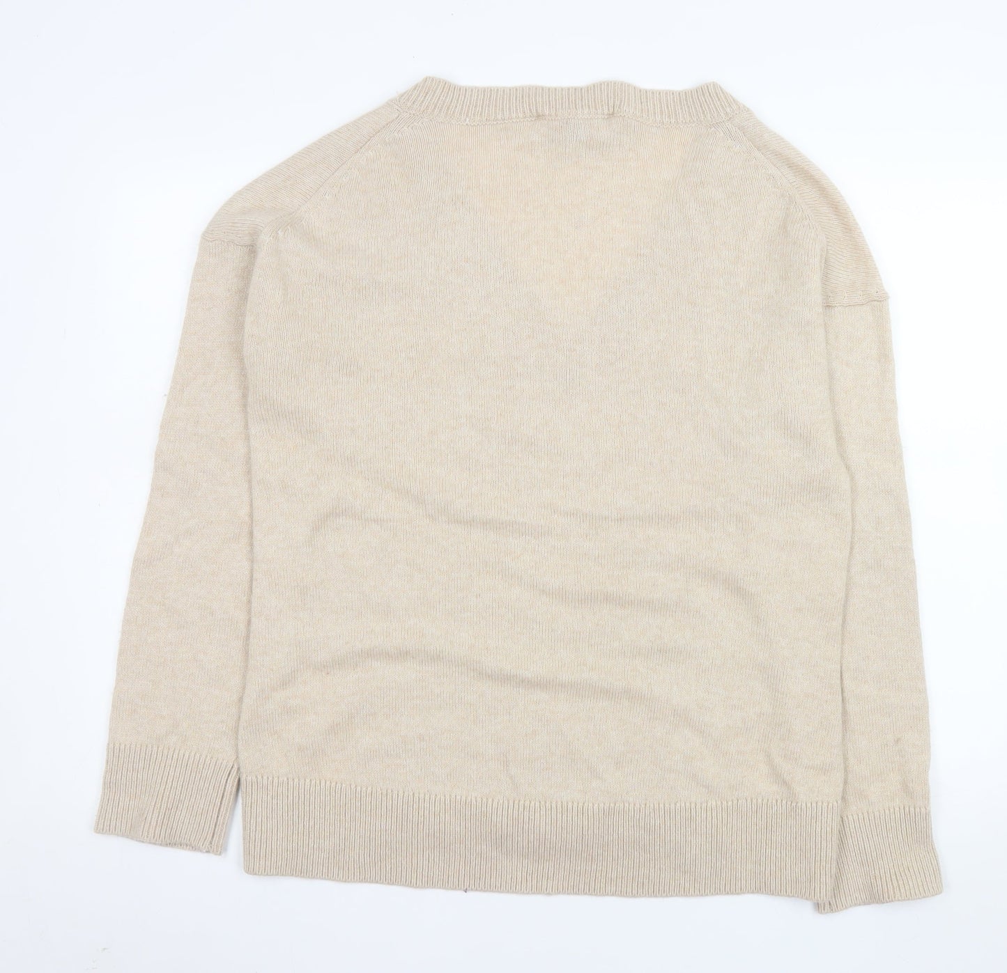 French Connection Men's Beige V-Neck Wool Blend Jumper Size M