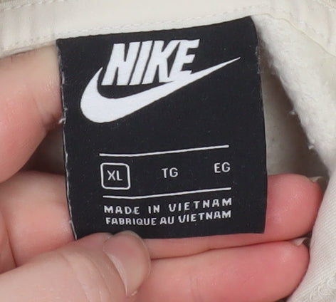 Nike Women’s Beige Hooded Pullover Sweatshirt XL Gold Logo