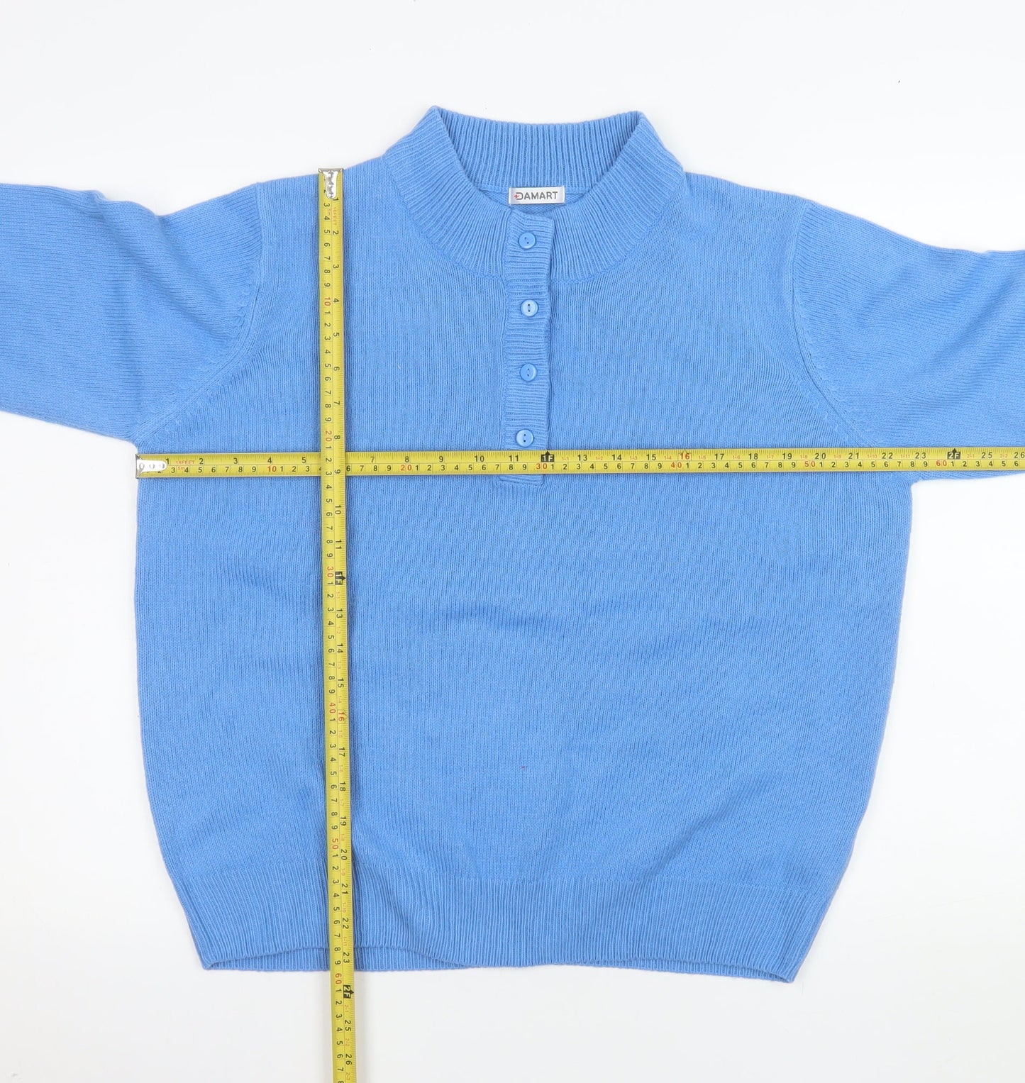 Damart Women’s Blue Henley Mock Neck Jumper Size 18 Acrylic Knit
