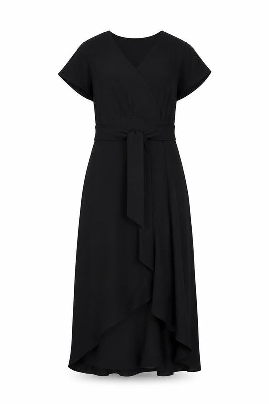 Concert Wardrobe Women's Black Midi Wrap Dress Size M