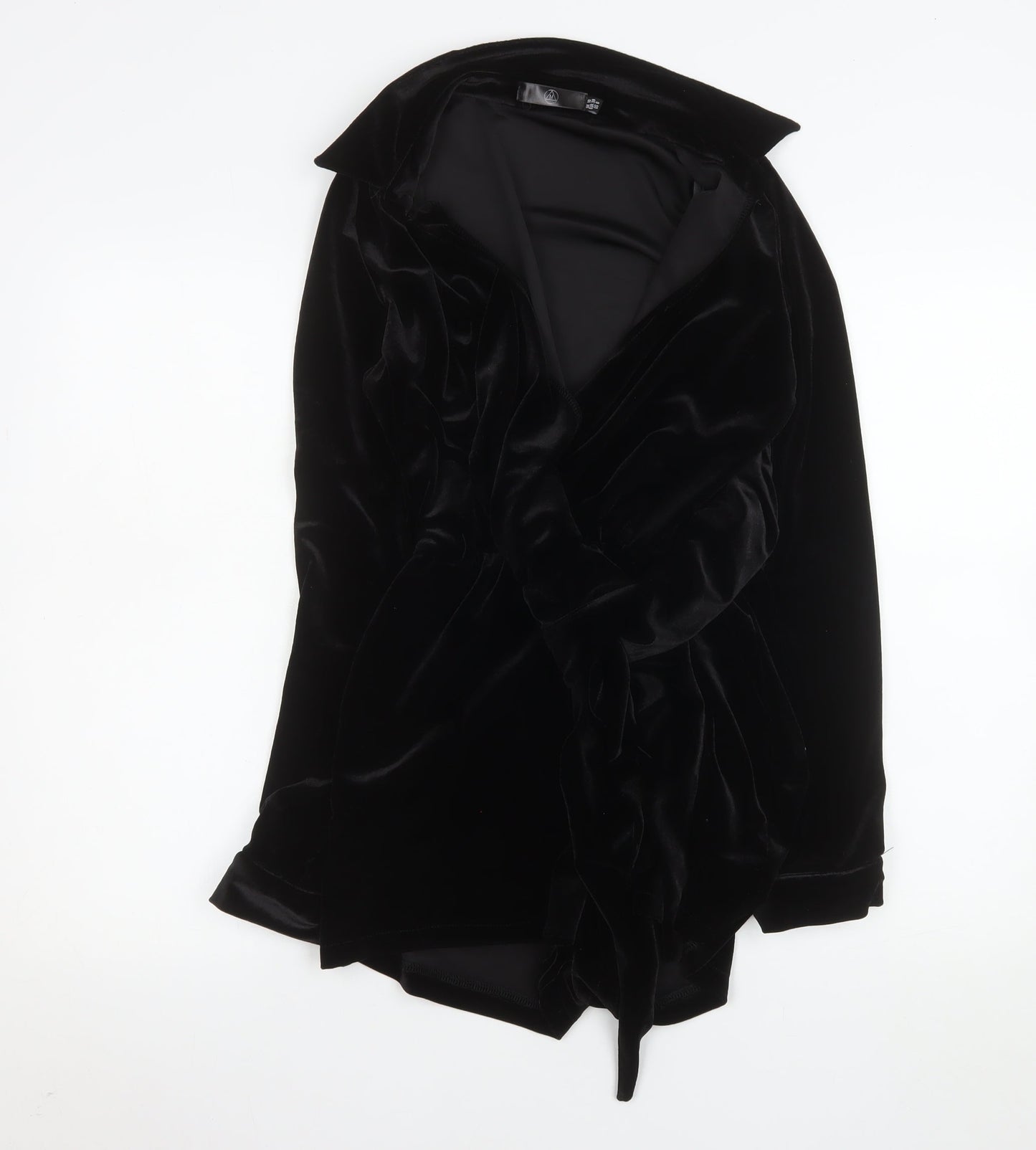 Motel Women’s Black Velvet Wrap Dress Size 10 Long Sleeve Party