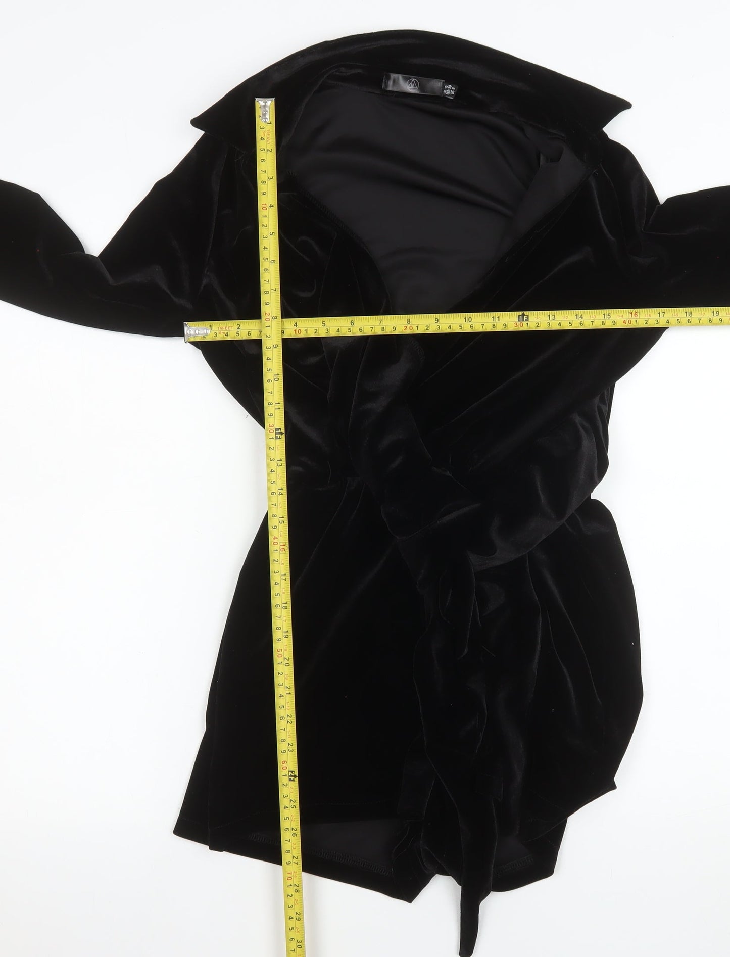 Motel Women’s Black Velvet Wrap Dress Size 10 Long Sleeve Party