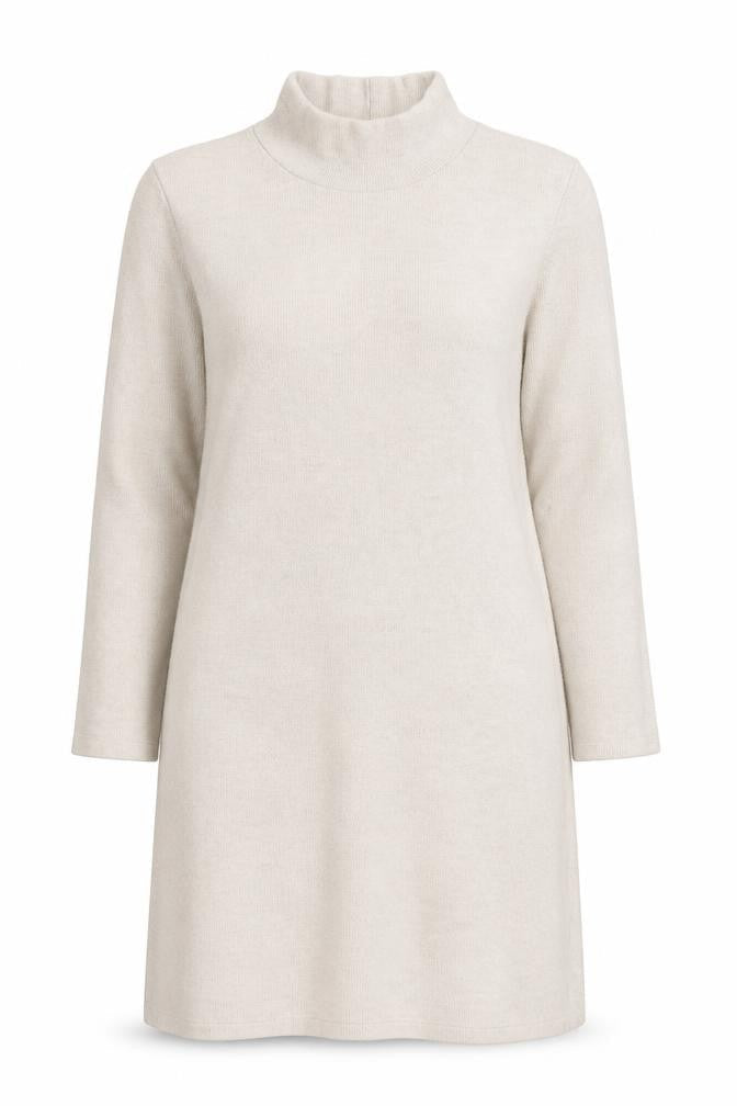 ZARA Women Beige Knit High Neck Shift Dress Size S