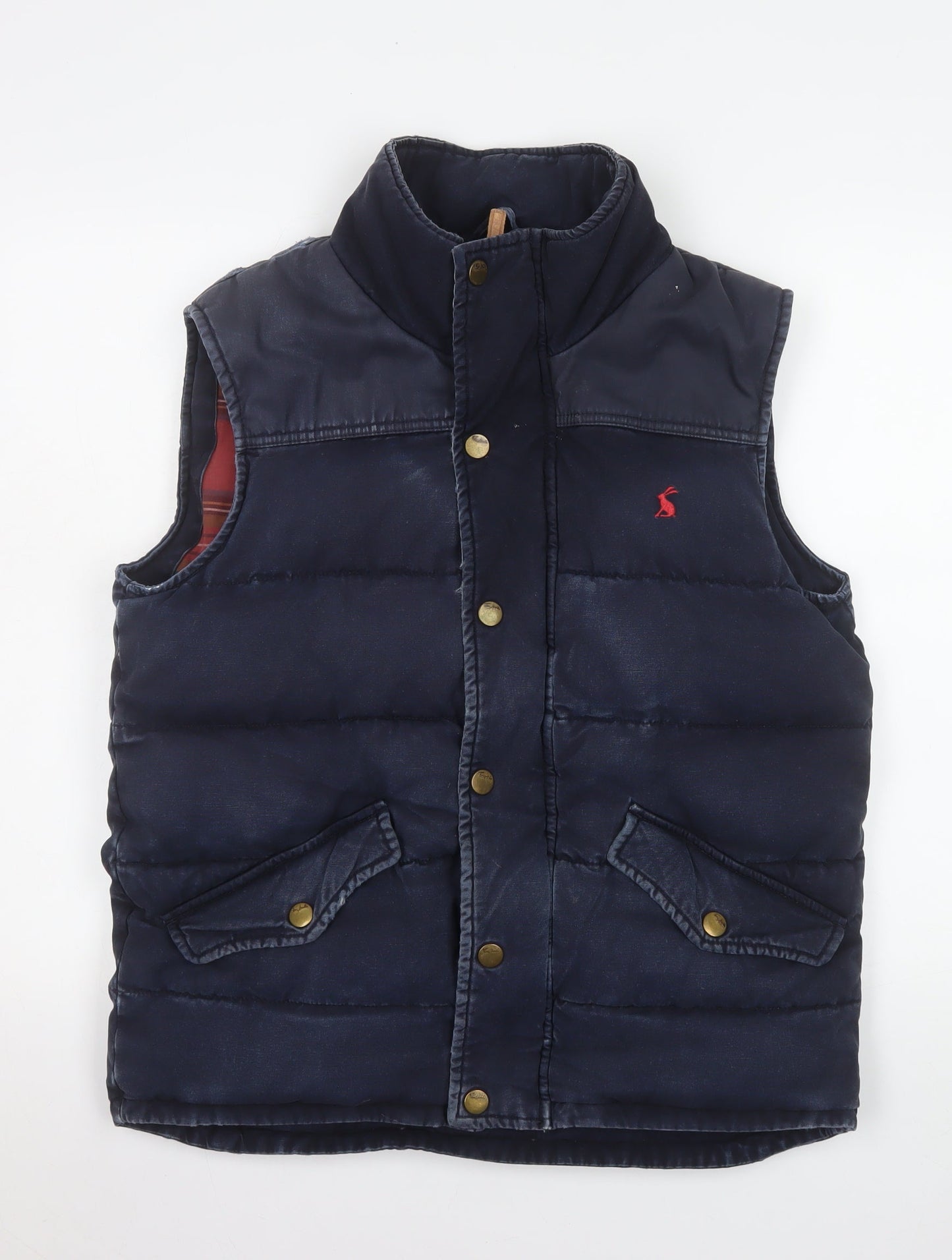 Tom Joule Women's Blue Puffer Waistcoat M Snap Quilted Sleeveless