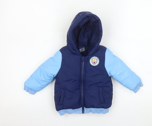 Manchester City Unisex Baby Blue Puffer Jacket 6-9 Months Nylon Winter Coat