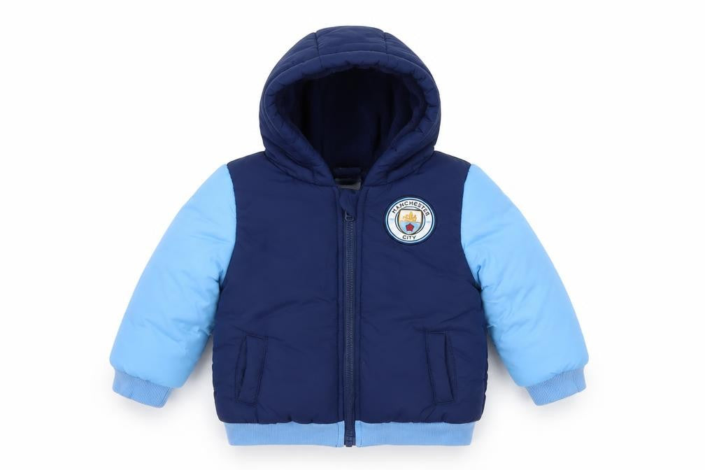 Manchester City Unisex Baby Blue Puffer Jacket 6-9 Months Nylon Winter Coat