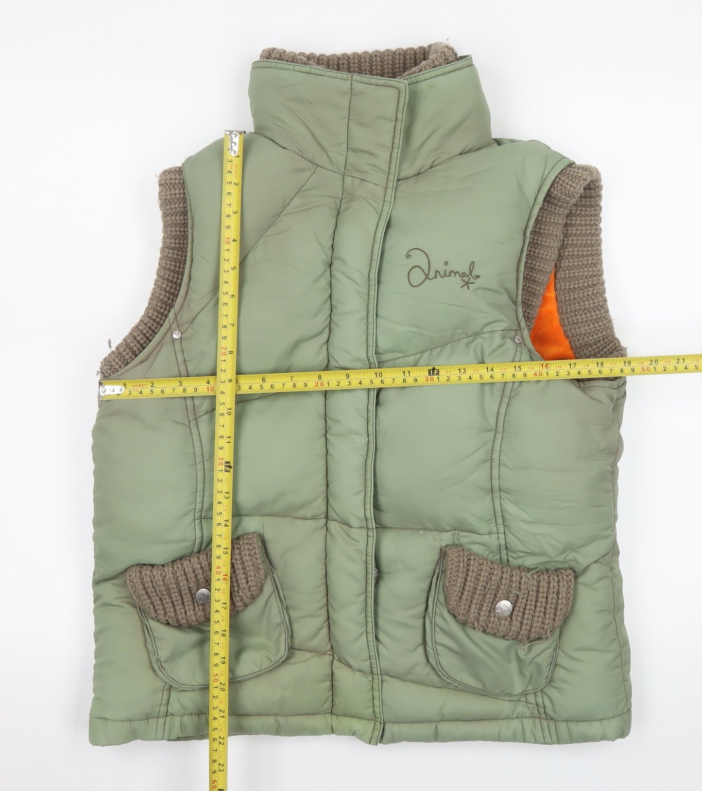 Animal Women’s Green Puffer Waistcoat Size 4 Sleeveless Casual