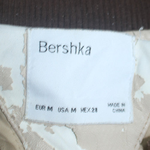 Bershka Women Brown Varsity Jacket Size 12 Embroidered College Style