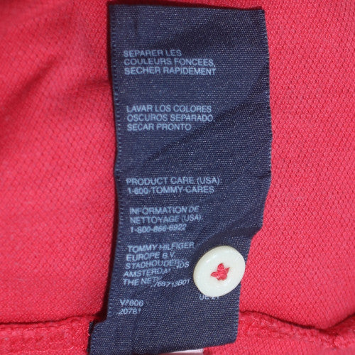 Tommy Hilfiger Men's Red Cotton Short Sleeve Polo Shirt M