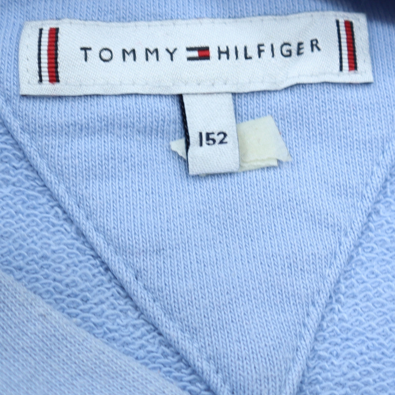 Tommy Hilfiger Boys Blue Pullover Hoodie Size 152 Cotton Logo Sweatshirt