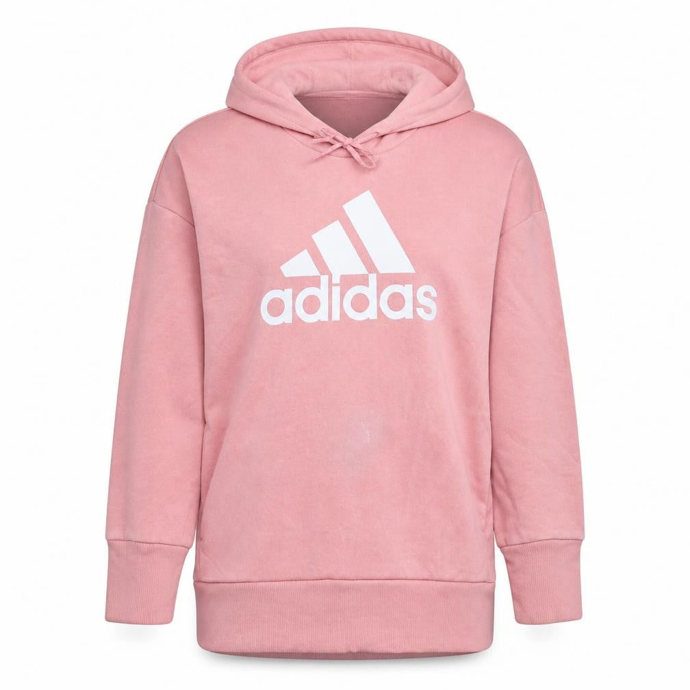 Adidas Womens Pink Pullover Hoodie M 12-14 Logo Cotton Blend