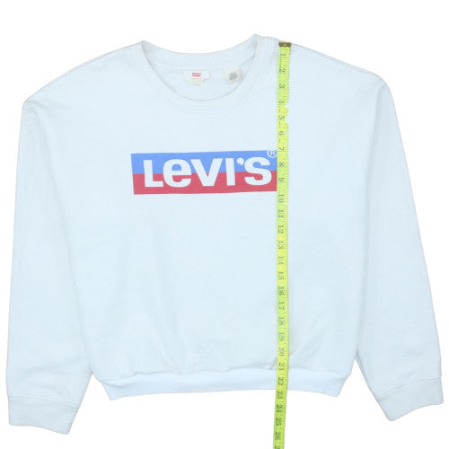 Levi's Women's White Logo Crew Neck Pullover Sweatshirt Size S
