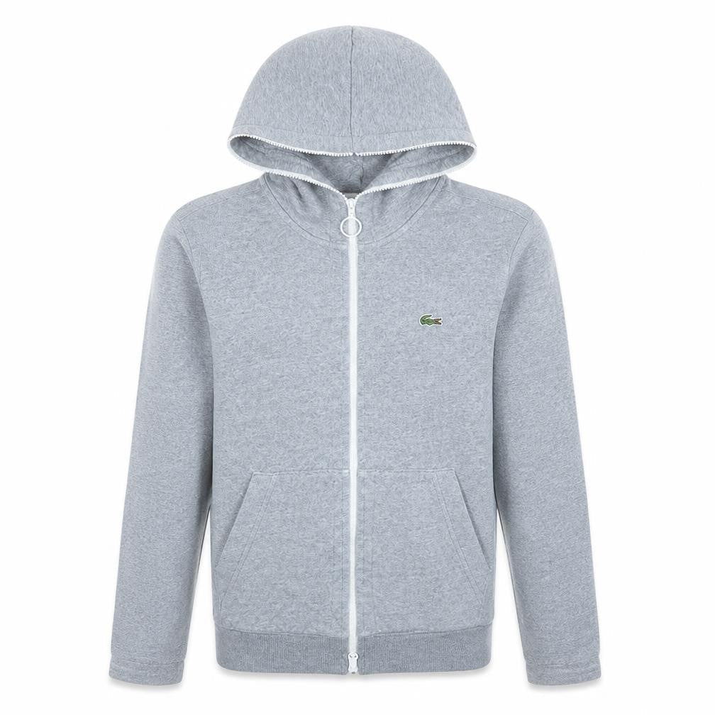 Lacoste Live Mens Grey Full Zip Cotton Hoodie Size S