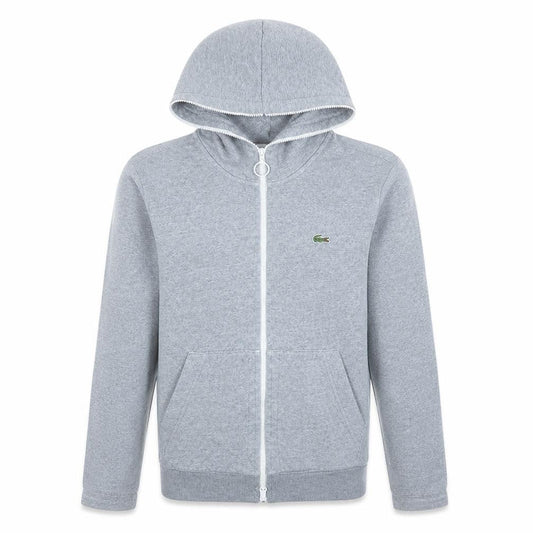 Lacoste Live Mens Grey Full Zip Cotton Hoodie Size S