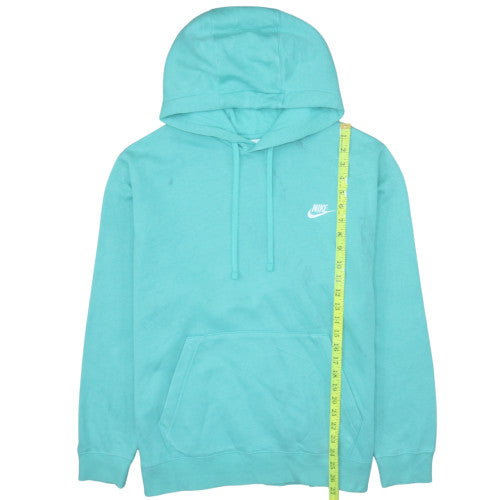 Nike Womens Turquoise Pullover Hoodie L Hooded Cotton Blend Sweatshirt