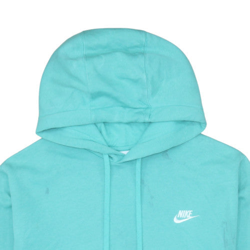 Nike Womens Turquoise Pullover Hoodie L Hooded Cotton Blend Sweatshirt