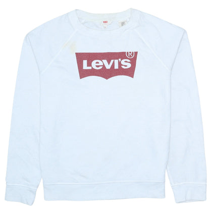 Levi's Women's White Logo Crew Neck Pullover Sweatshirt M