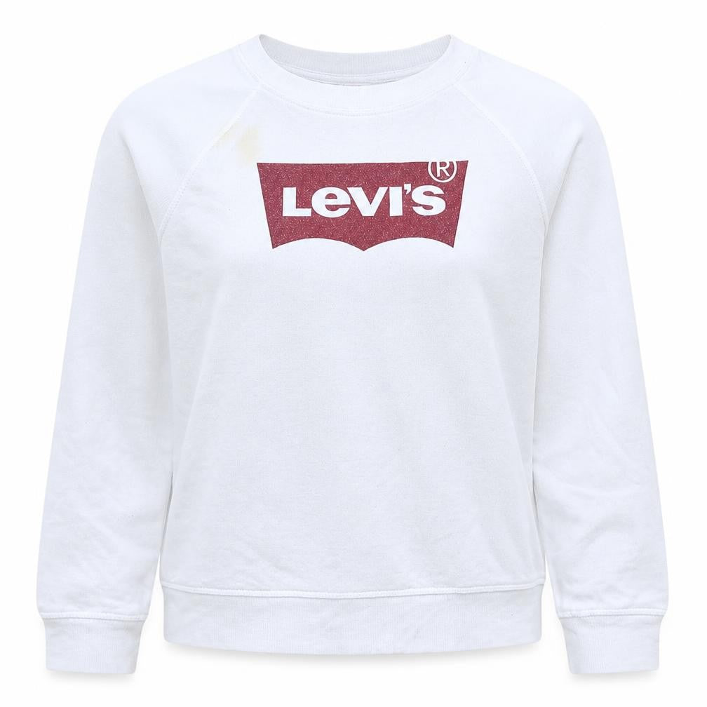 Levi's Women's White Logo Crew Neck Pullover Sweatshirt M