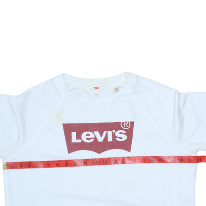 Levi's Women's White Logo Crew Neck Pullover Sweatshirt M