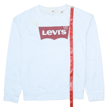 Levi's Women's White Logo Crew Neck Pullover Sweatshirt M