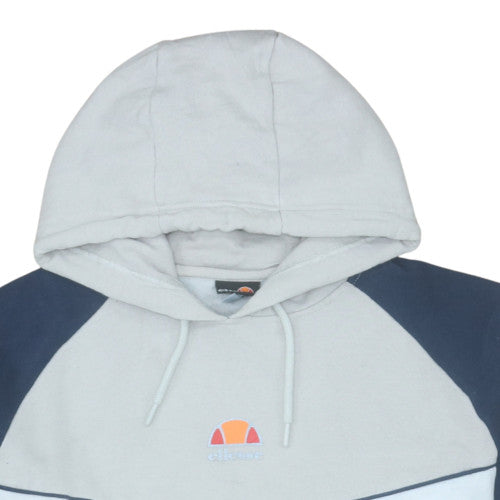 Ellesse Mens Grey Pullover Hoodie L Logo Sports Fleece Sweatshirt
