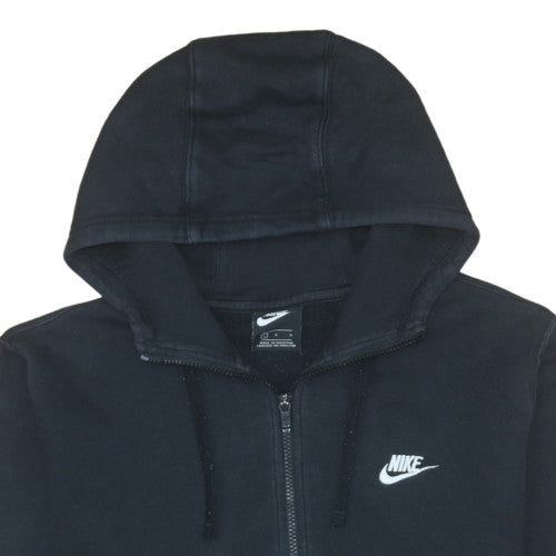 Nike Men's Black Full Zip Hoodie L Cotton Blend Logo Casual