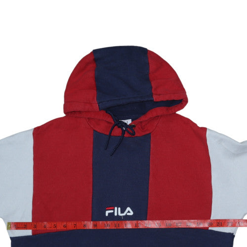FILA Women’s Navy Red Colourblock Pullover Hoodie M