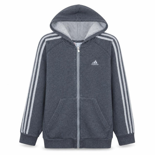 Adidas Boys Grey Full Zip Hoodie 152cm Fleece Sports Sweatshirt