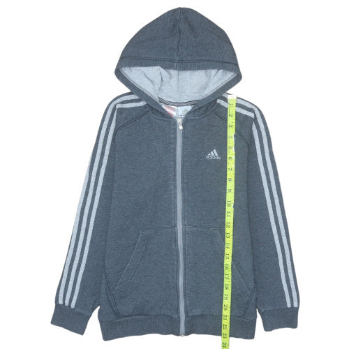 Adidas Boys Grey Full Zip Hoodie 152cm Fleece Sports Sweatshirt