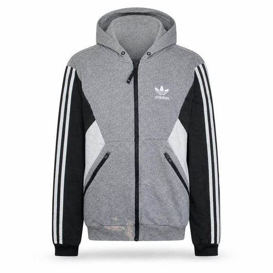 adidas Men’s Grey Full Zip Hoodie Size S Sports Fleece Sweatshirt