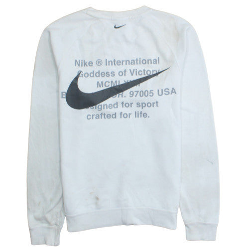 Nike Women White Small Pullover Sweatshirt with Double Logo