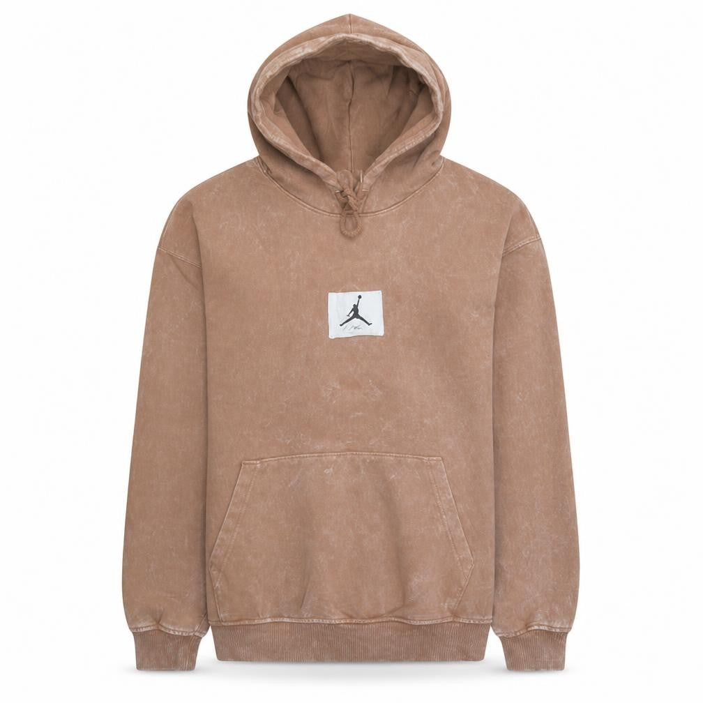 Jordan Women’s Brown Pullover Hoodie M Washed Cotton Blend Logo