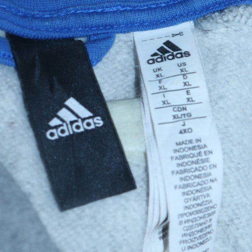 Adidas Men's Grey XL Full Zip Hooded Sports Sweatshirt