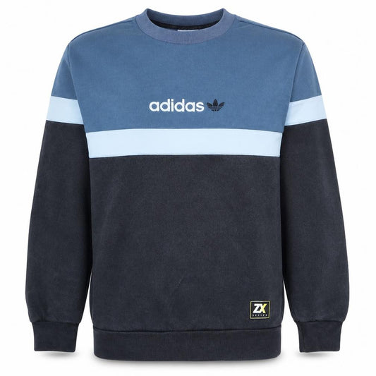 Adidas Mens Blue Crew Neck Colour Block Pullover Sweatshirt M