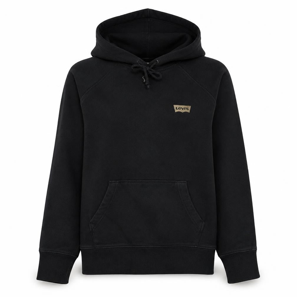 Levi's Womens Black XS Pullover Hoodie Cotton Blend Logo Detail