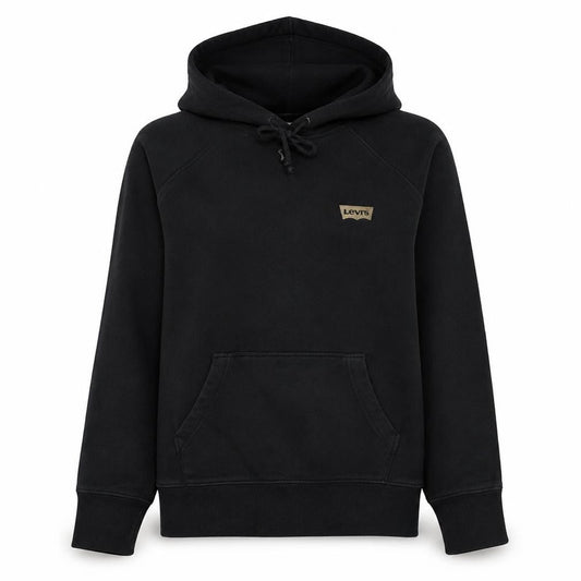Levi's Womens Black XS Pullover Hoodie Cotton Blend Logo Detail