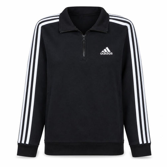 Adidas Women Black 1/4 Zip Sweatshirt Size M Classic Pullover Top