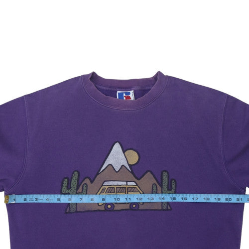 Russell Women Purple Crew Neck Pullover Sweatshirt Medium