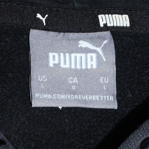 Puma Womens Black Pullover Hoodie L Casual Classic Logo Sweatshirt