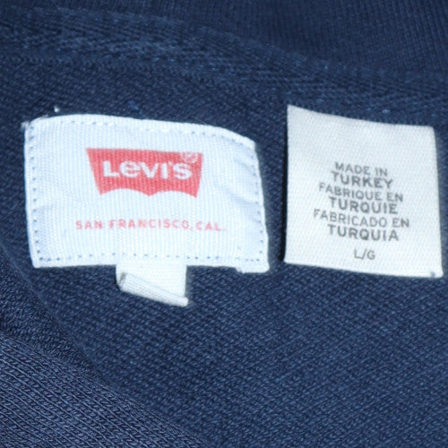 Levi's Men's Blue Pullover Hoodie L Logo Print Classic Style