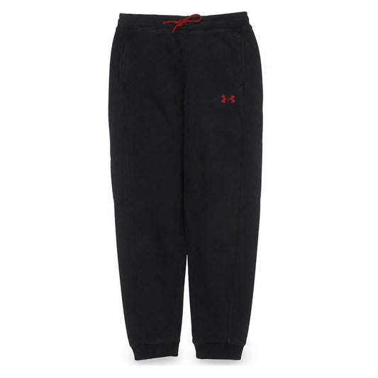 Front view of Under Armour boys’ black jogger trousers l fleece warm activewear pants