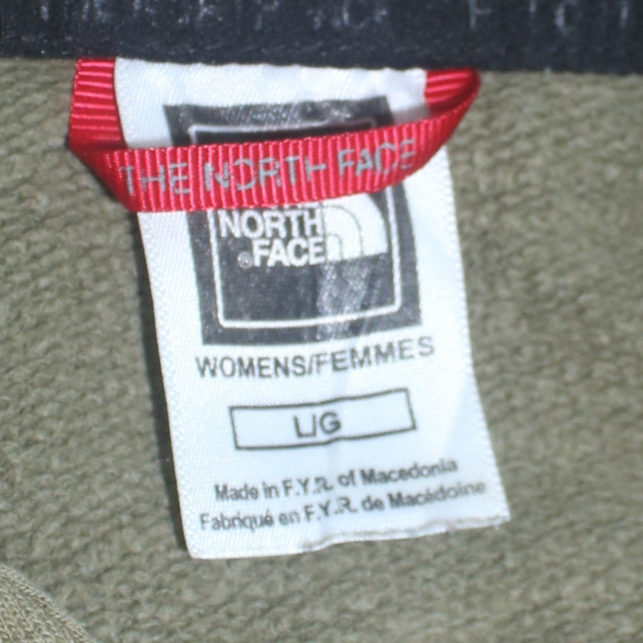 The North Face Womens Khaki Green Pullover Hoodie L Cotton