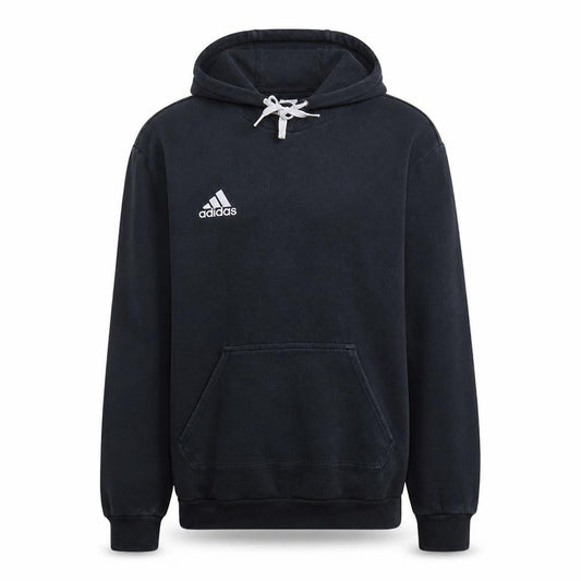 Adidas Men Black Pullover Hoodie Medium Fleece Logo Sportswear