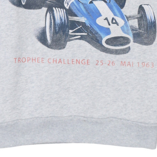 Hollister Men’s Grey Racing Graphic Pullover Sweatshirt M Relaxed Fit