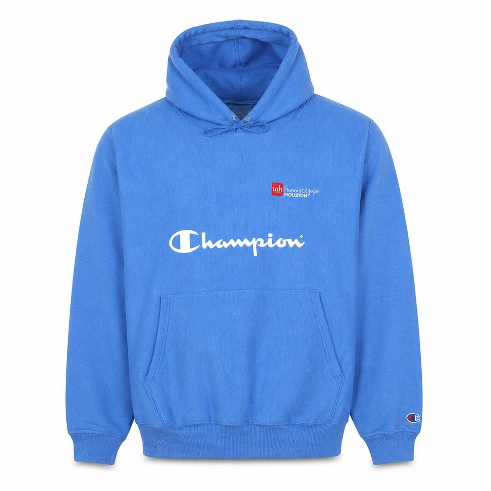 Champion Men's Blue Pullover Hoodie M Fleece Logo Sweatshirt
