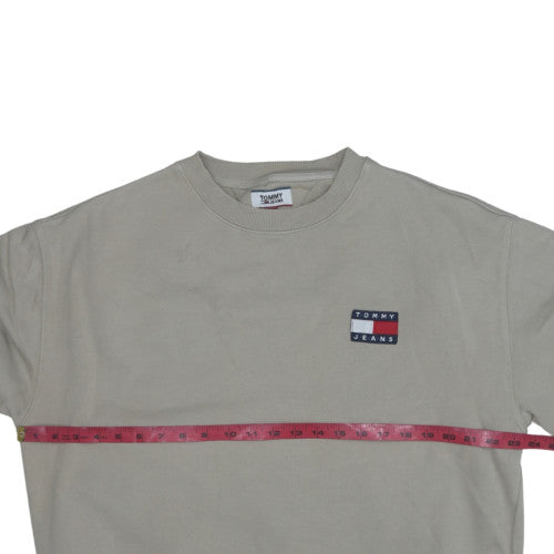 Tommy Jeans Men's Beige Cotton Crew Neck Sweatshirt L