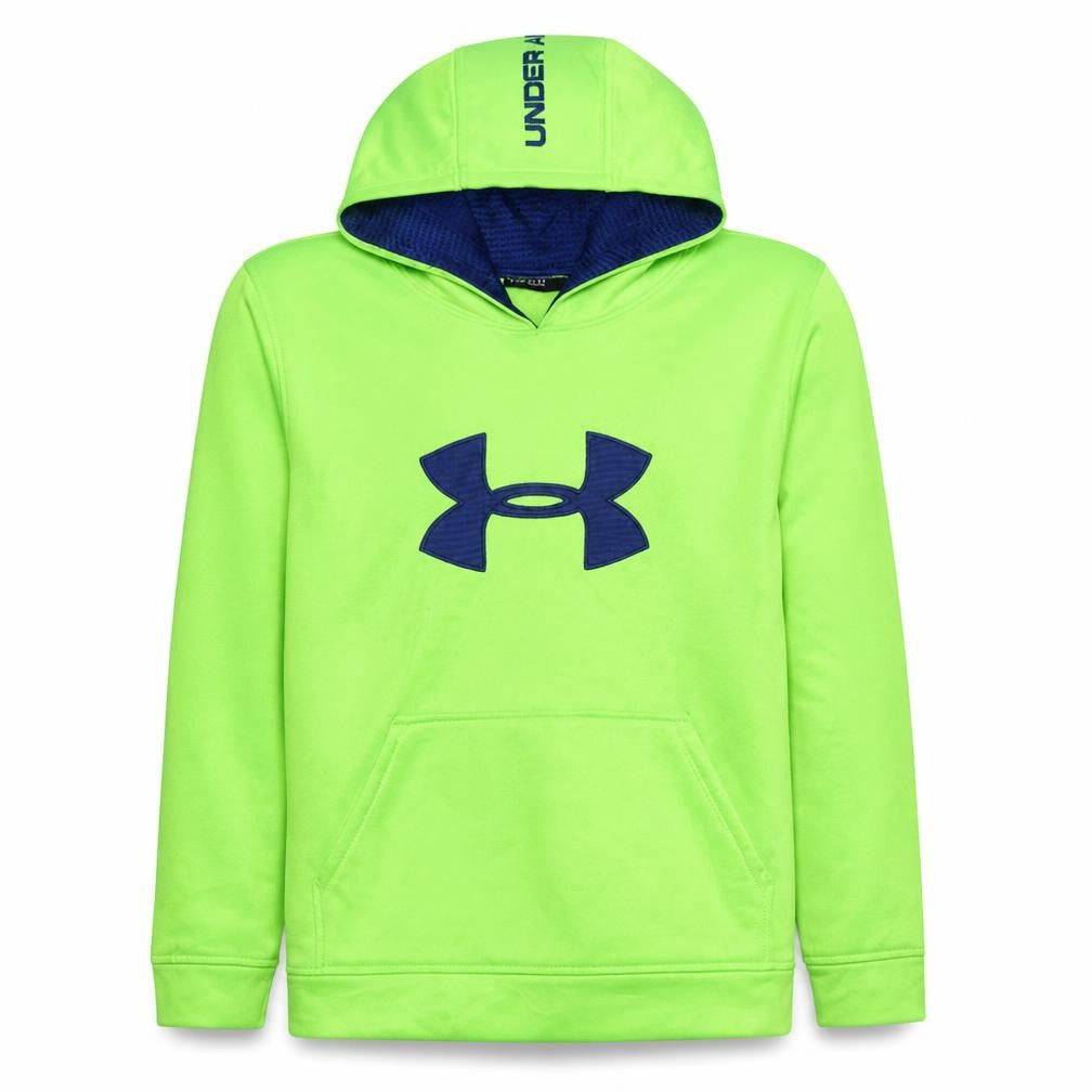 Under Armour Mens Lime Green Pullover Hoodie YLG Loose Fit Fleece